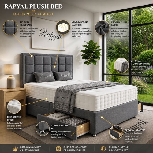 Plush divan bed set - bed,