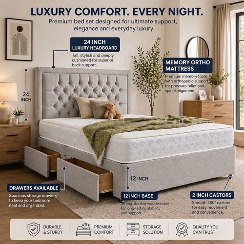 Plush divan bed set - set, lux